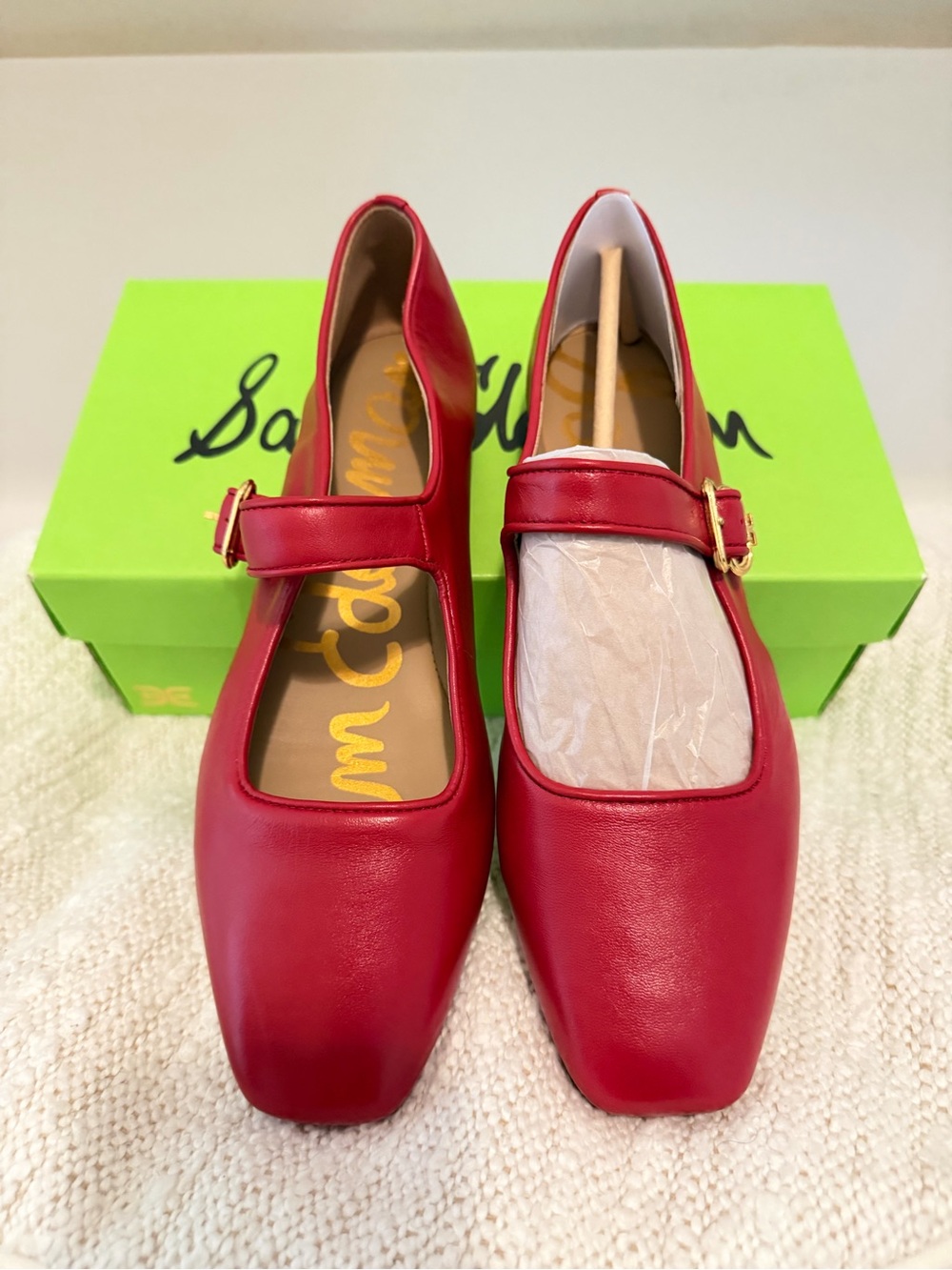 Brand New Sam Edelman Red Leather Mary Jane Loafers with Buckle size 9